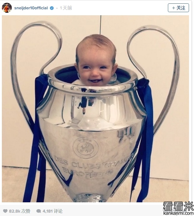 有爱！斯内德将儿子放入大耳朵杯中