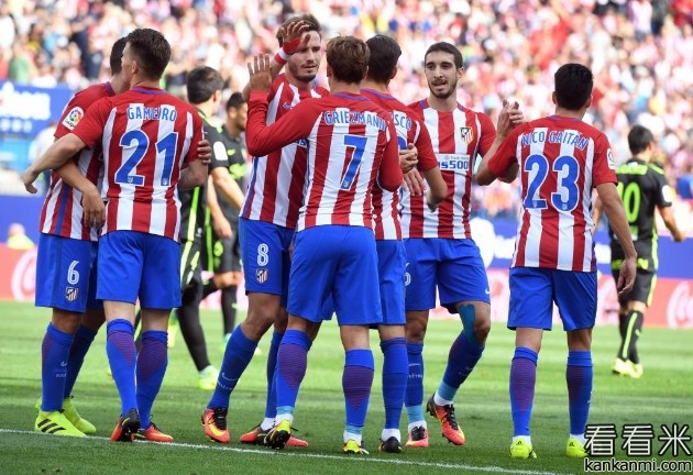 西甲-格里兹曼托雷斯双响加梅罗建功 马竞5-0希洪竞技